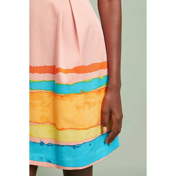 Anthropologie X Tracy Reese Dress Painterly Pleated Mini Fit & Flare Pink Size 2 - Picture 11 of 11